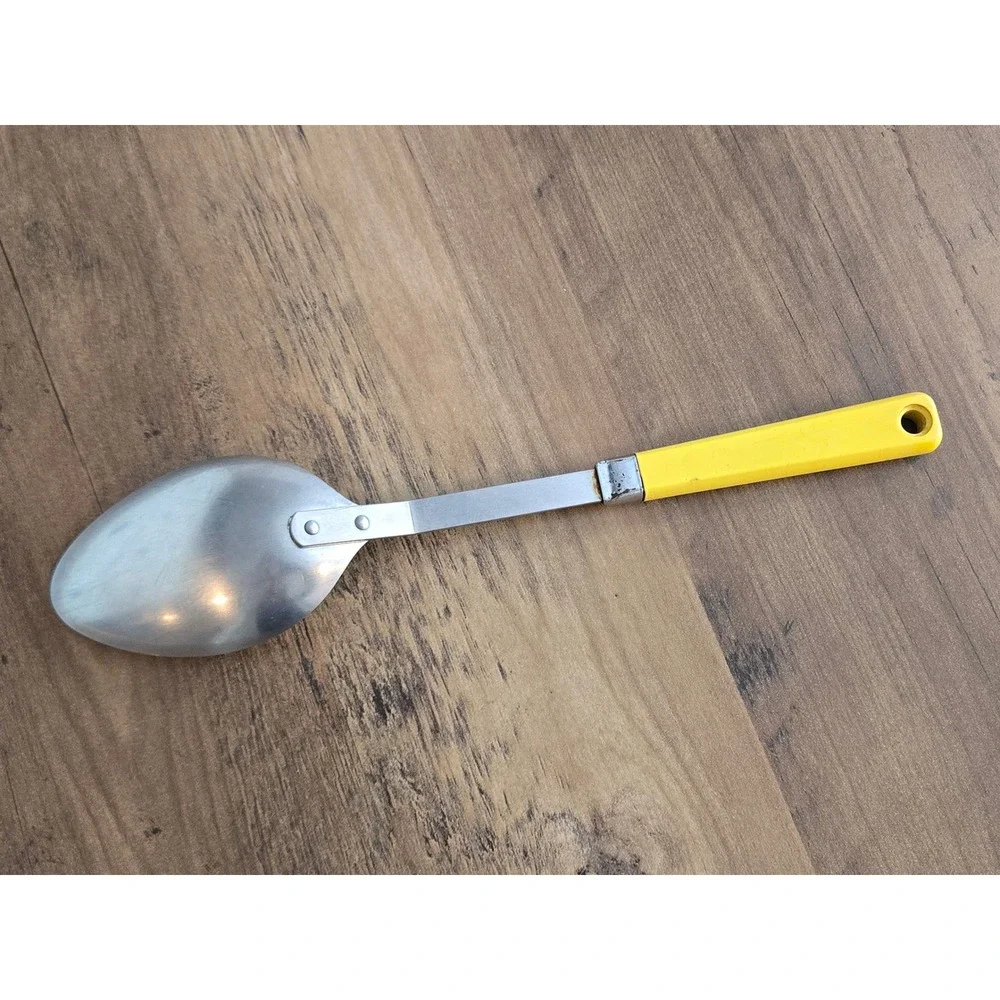Maid of Honor Stainless Steel Serving Spoon Yellow Handle Vintage USA 11.5 Inch